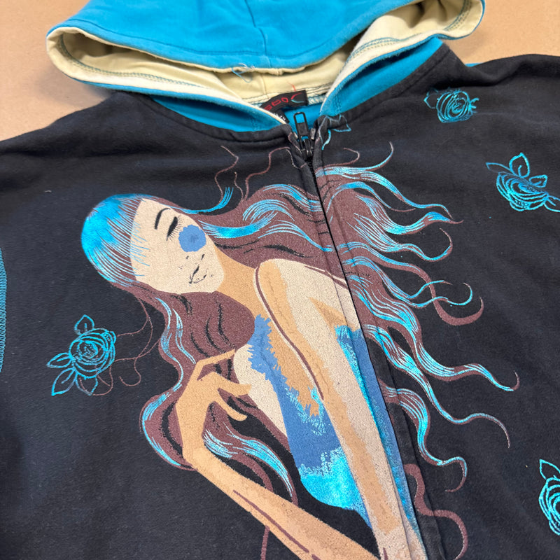 Detailansicht: Sourced limited accessories and clothes Custo Barcelona “Happy Girl” vintage zipped hoodie – Logo, Nähte oder Material