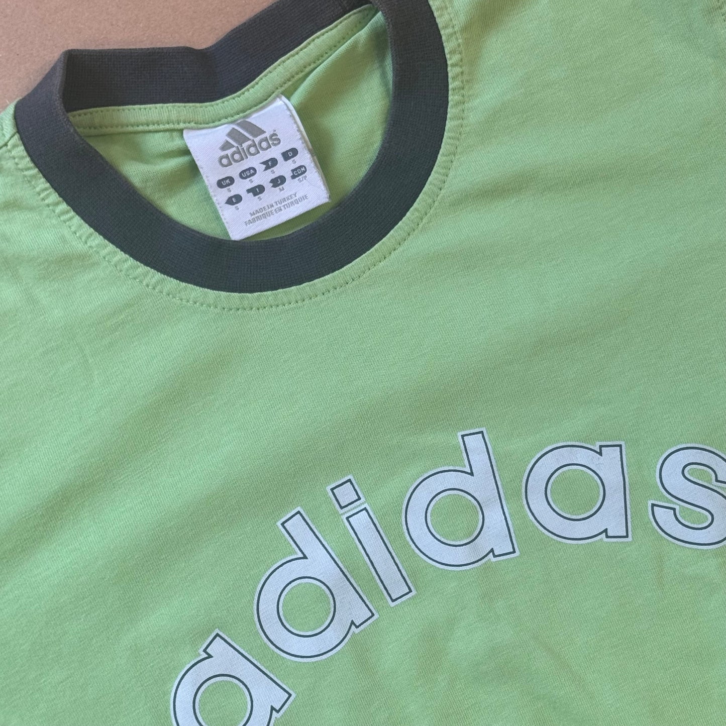 Adidas vintage green graphic t-shirt