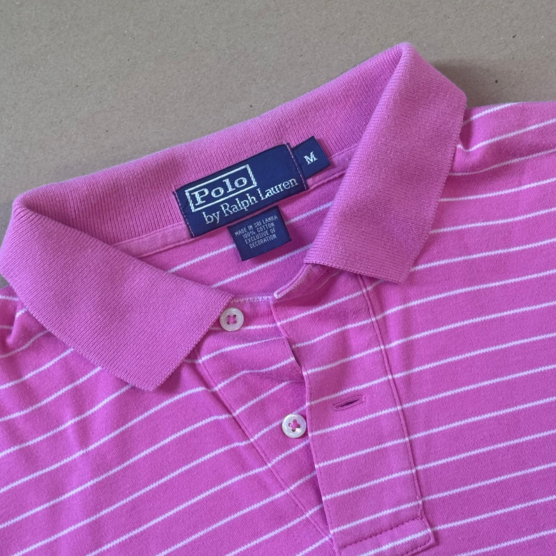Detailansicht: Sourced limited accessories and clothes Polo Ralph Lauren pink striped vintage shirt – Logo, Nähte oder Material