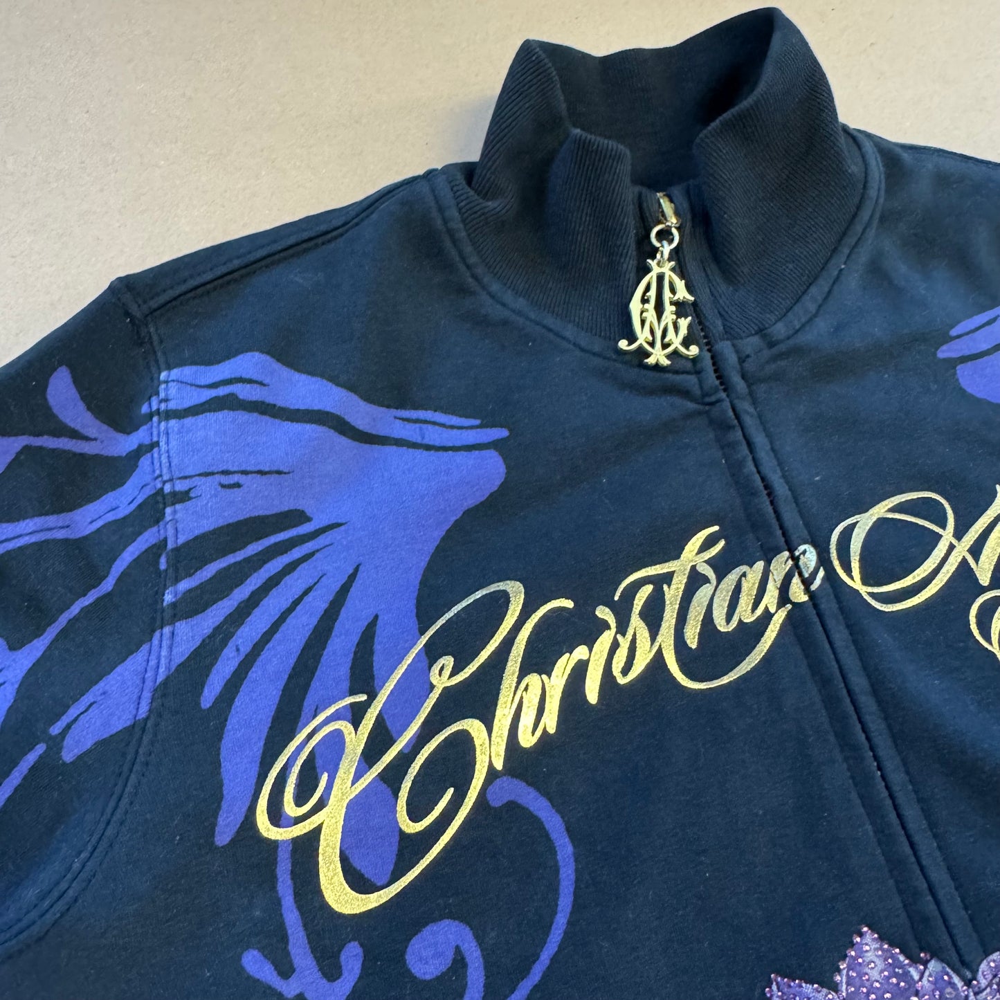 Christian Audigier y2k rhinestones zip-up