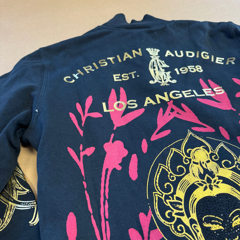 Detailansicht: Sourced limited accessories and clothes Christian Audigier y2k rhinestones zip-up – Logo, Nähte oder Material