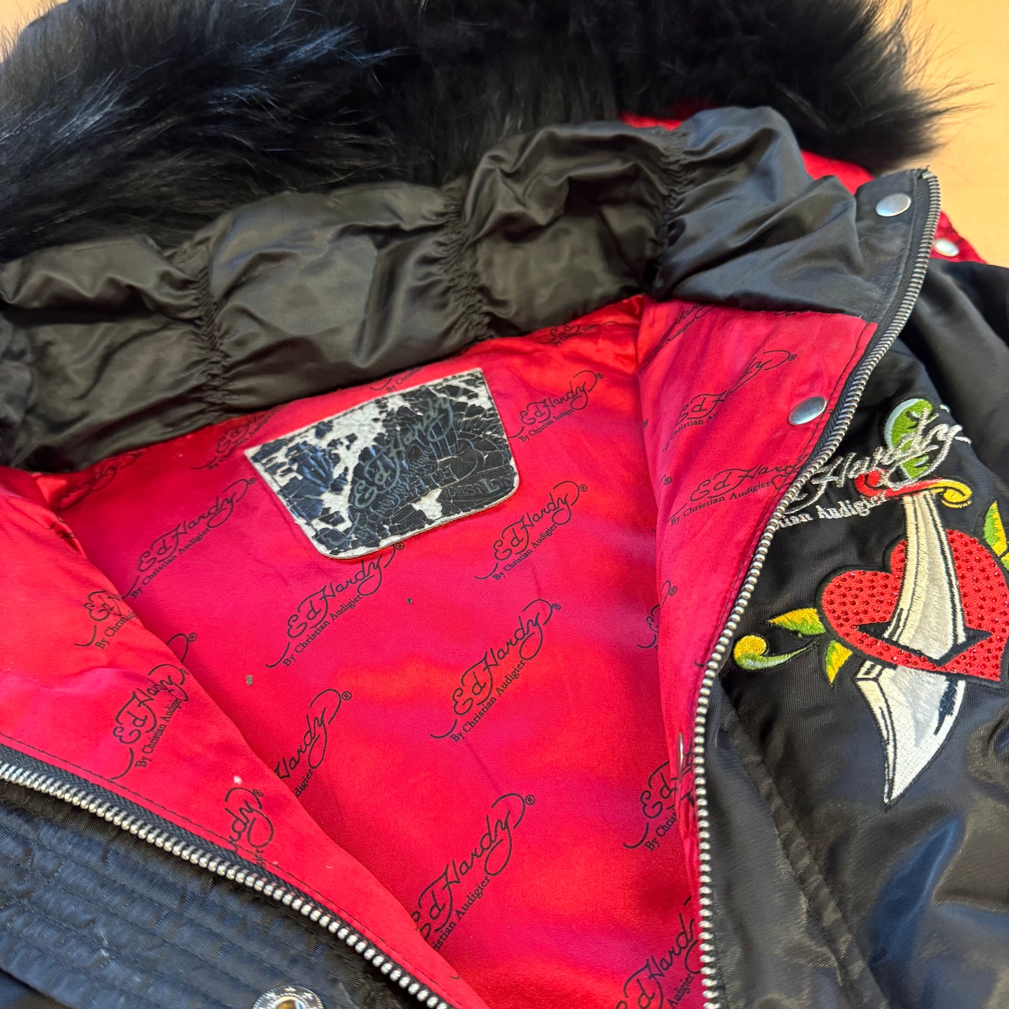 Ed Hardy y2k rhinestones winter jacket
