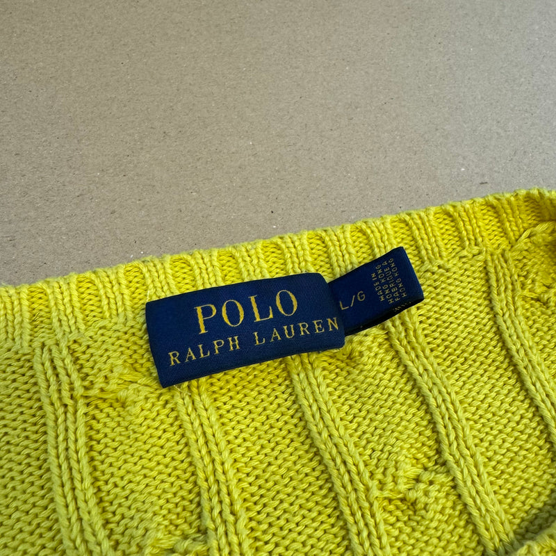 Detailansicht: Sourced limited accessories and clothes Polo Ralph Lauren knitted yellow sweatshirt – Logo, Nähte oder Material