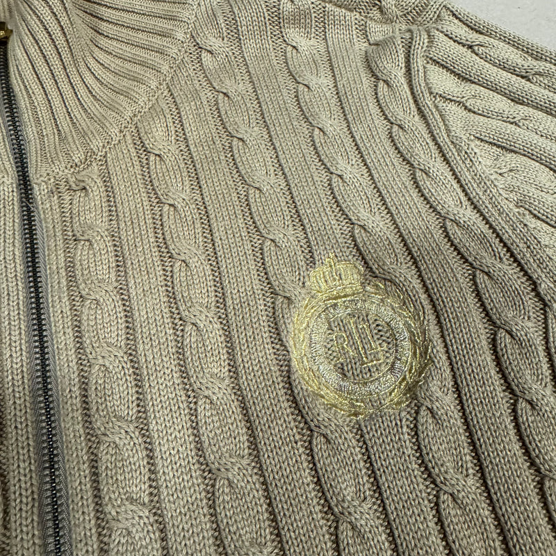 Detailansicht: Sourced limited accessories and clothes Lauren Ralph Lauren women’s knitted zip-up – Logo, Nähte oder Material