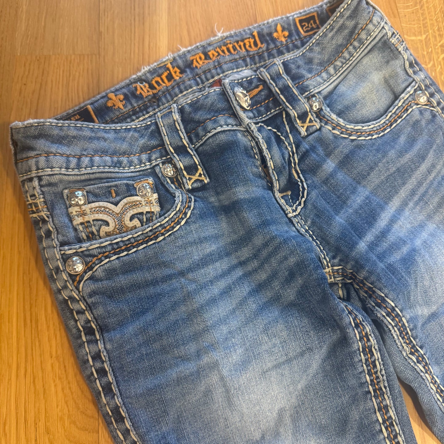 Rock Revival bootcut vintage ripped jeans