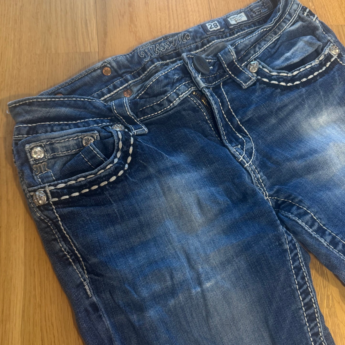 Miss Me ripped bootcut jeans reworked