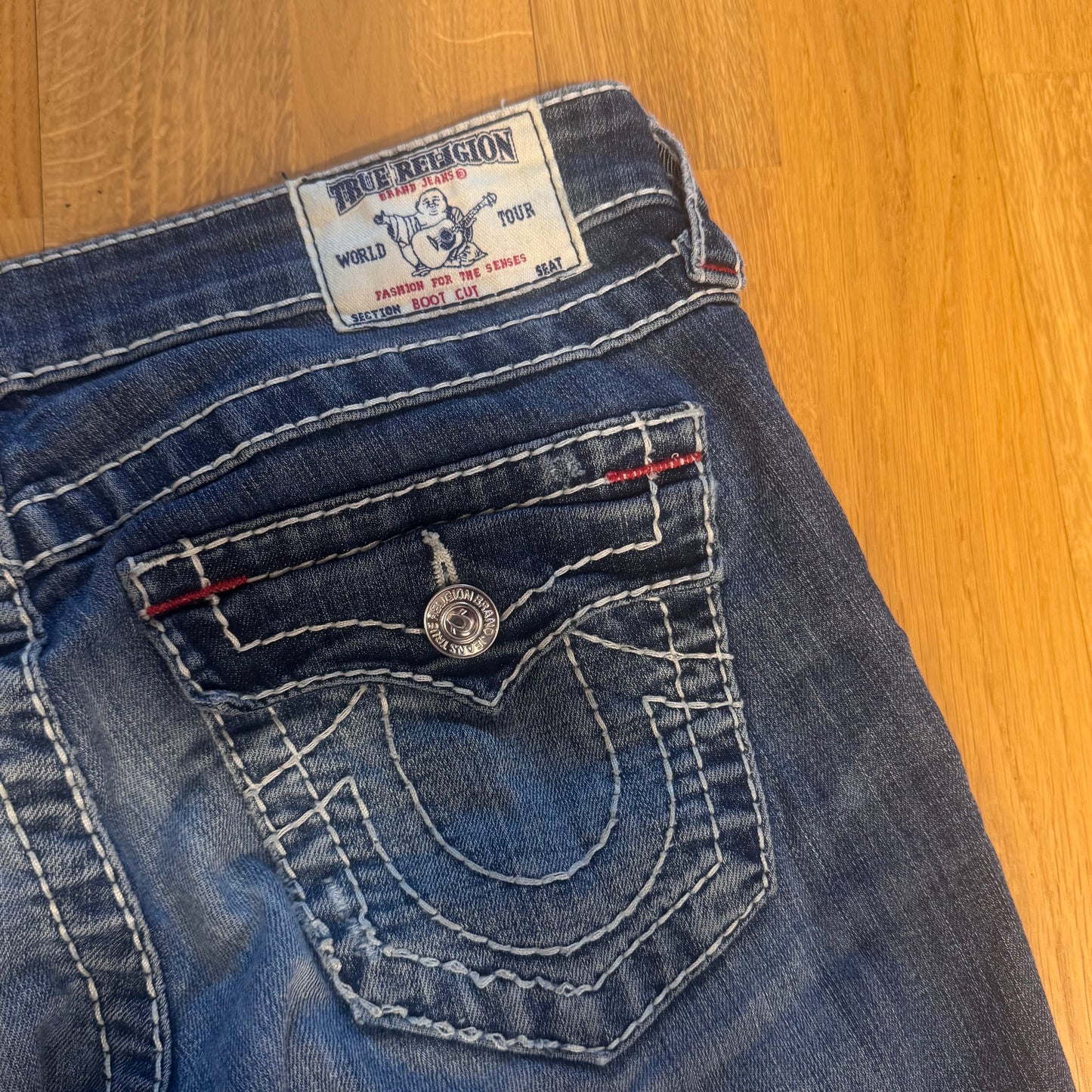 True Religion bootcut ripped vintage jeans
