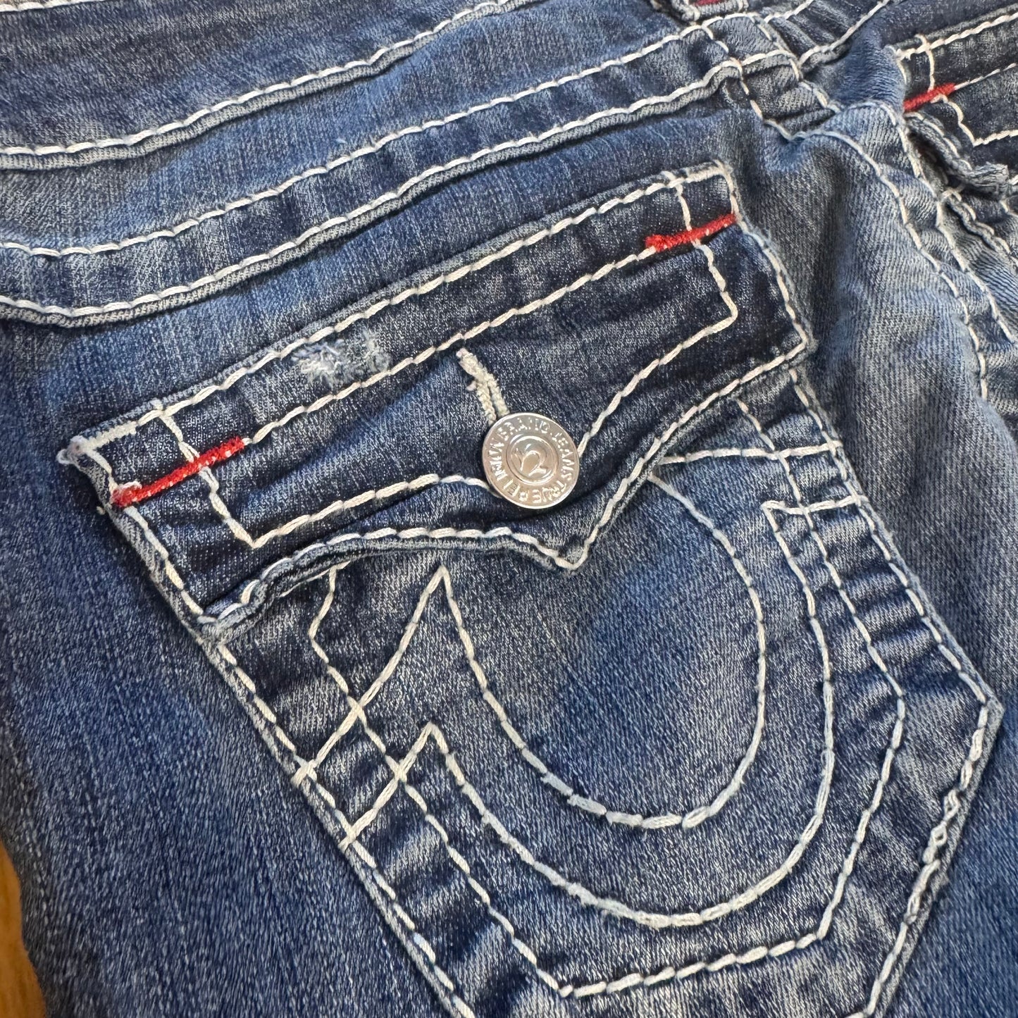 True Religion bootcut ripped vintage jeans