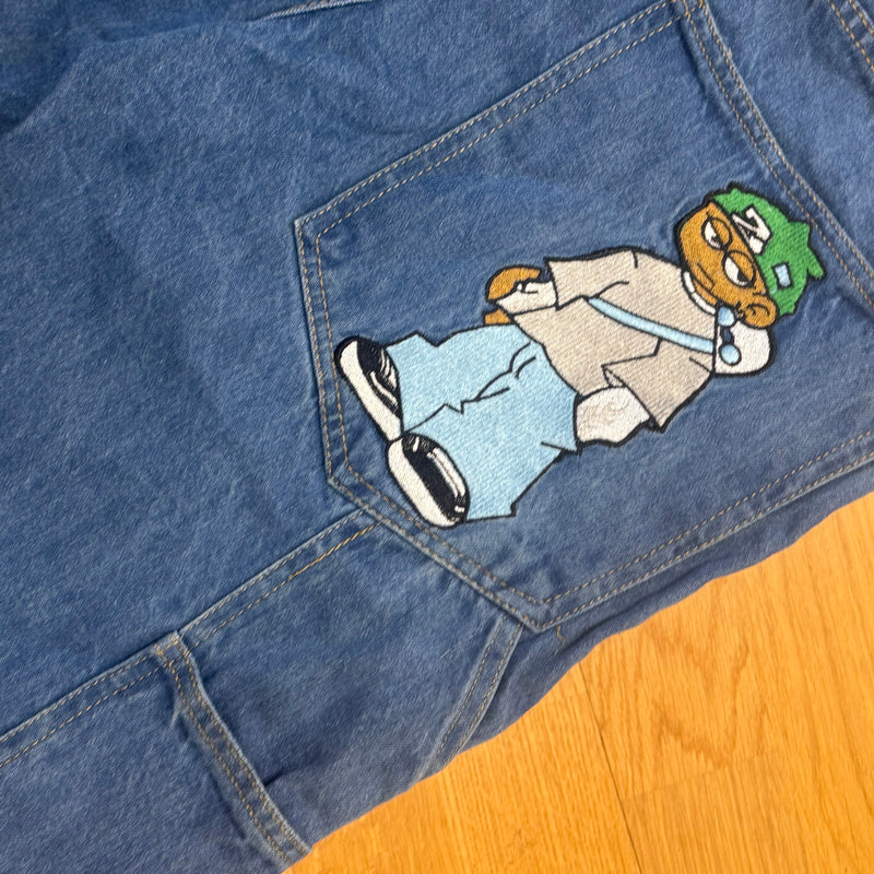 Detailansicht: Sourced limited accessories and clothes Japanese streetwear embroidered baggy jeans – Logo, Nähte oder Material