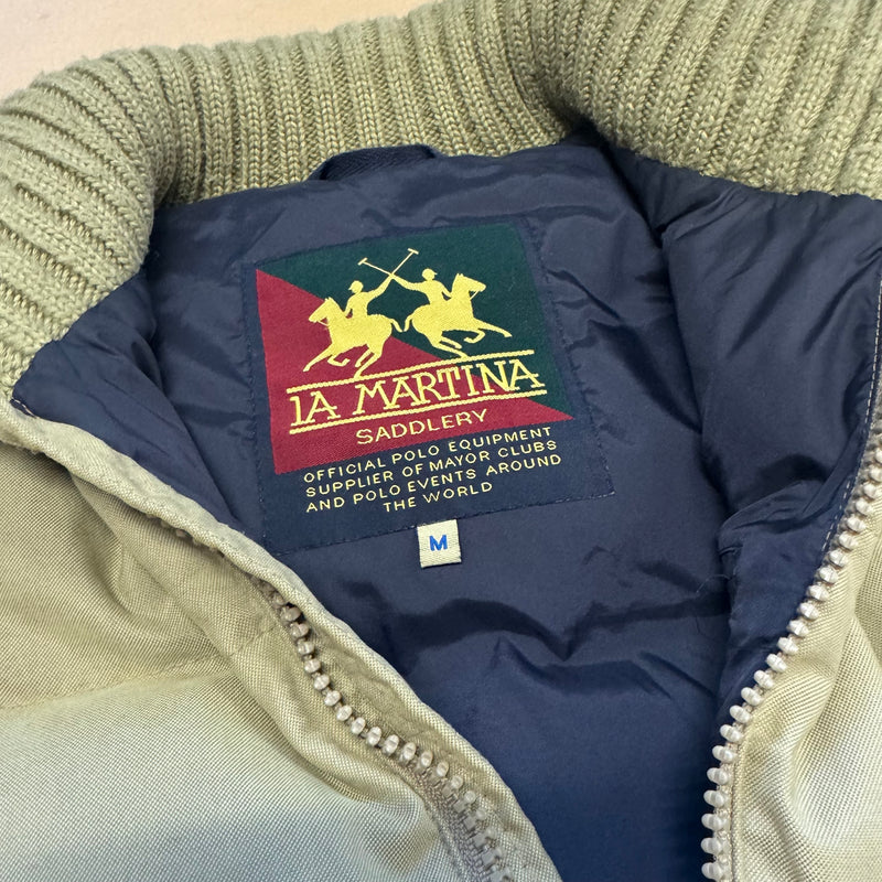 Detailansicht: Sourced limited accessories and clothes La Martina vintage beige down vest – Logo, Nähte oder Material