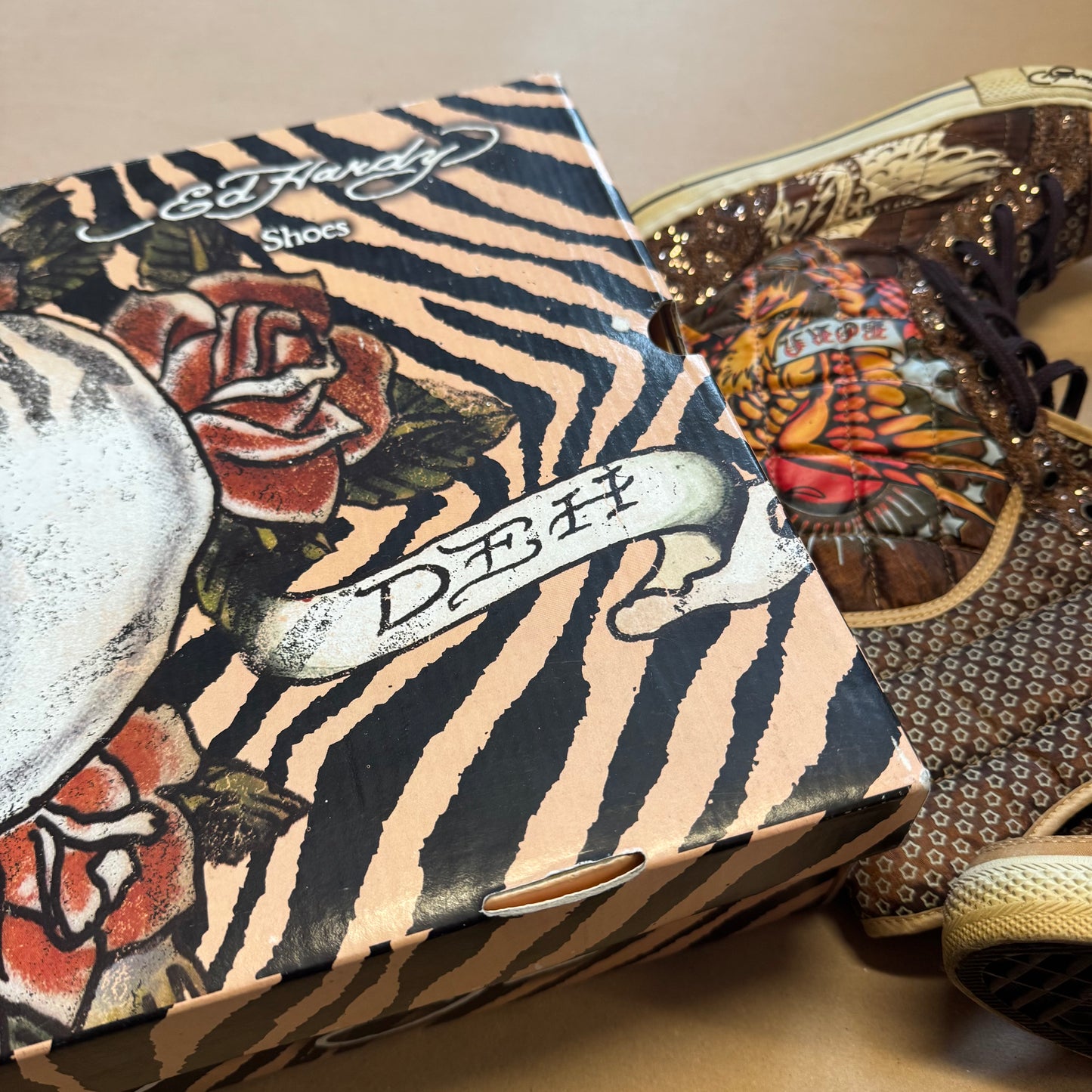 Ed Hardy glitter vintage shoes