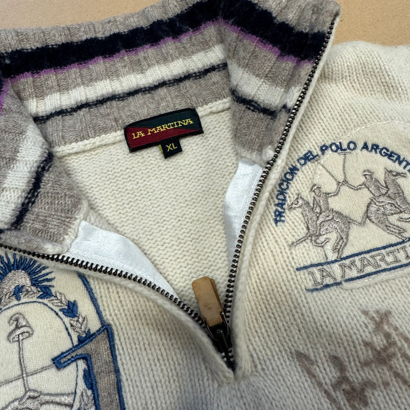 Detailansicht: Sourced limited accessories and clothes La Martina vintage knitted wool sweatshirt – Logo, Nähte oder Material