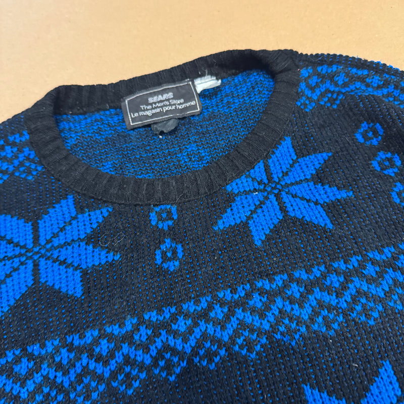 Detailansicht: Sourced limited accessories and clothes Vintage black and blue knitted sweatshirt – Logo, Nähte oder Material