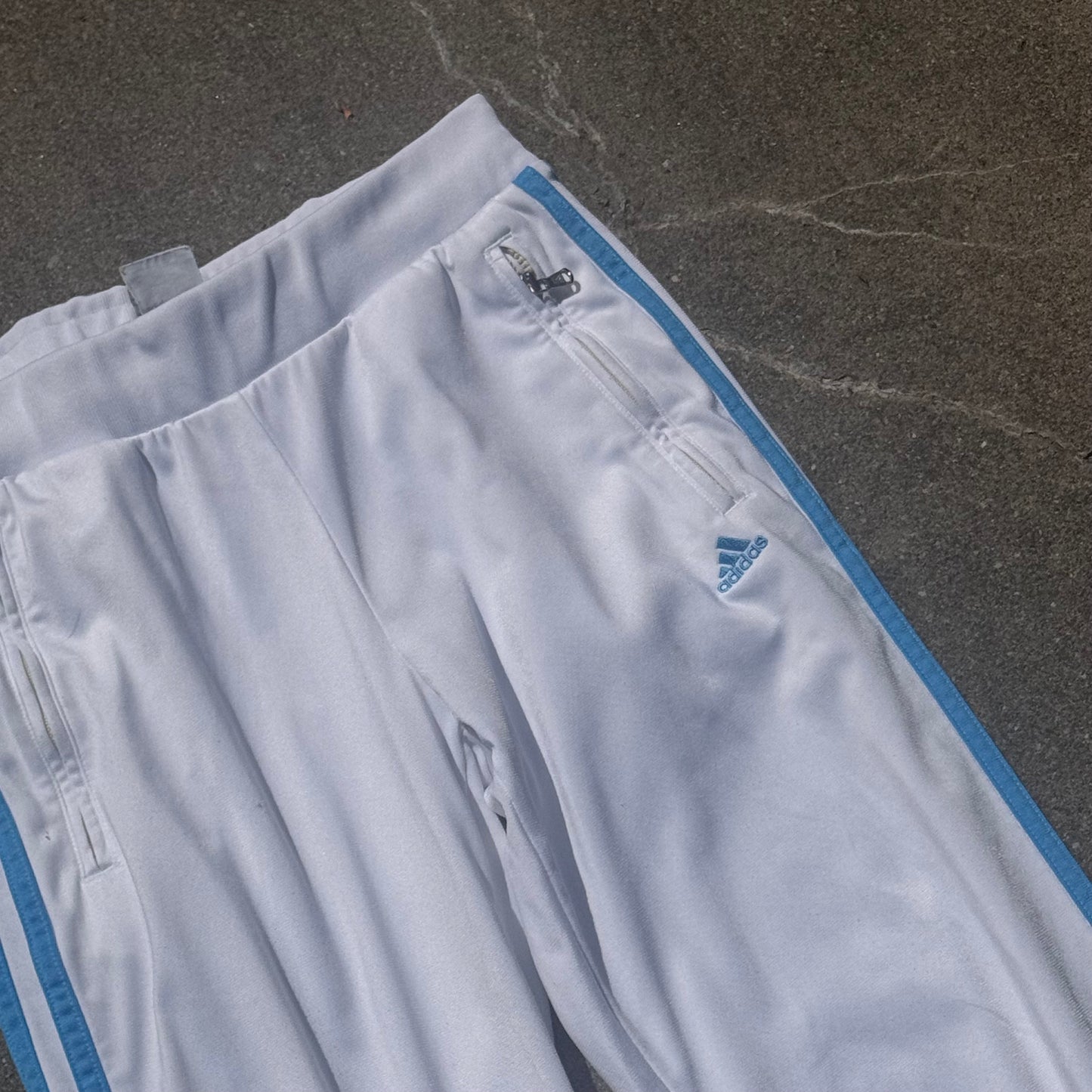 Adidas white three striped Y2K sweatpants