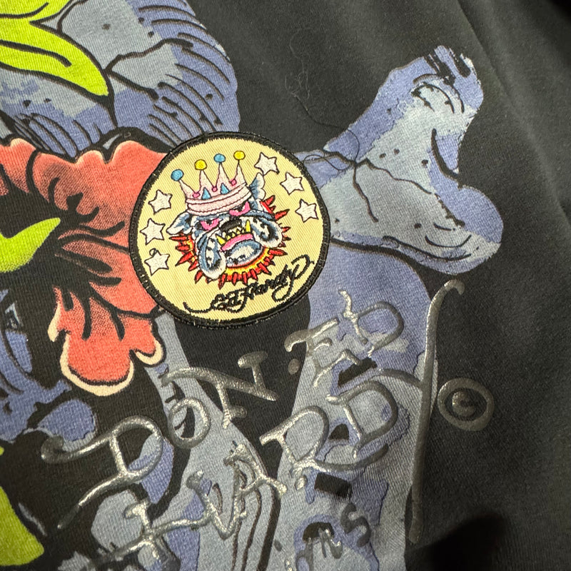 Detailansicht: Sourced limited accessories and clothes Ed Hardy stylish zipped hoodie – Logo, Nähte oder Material