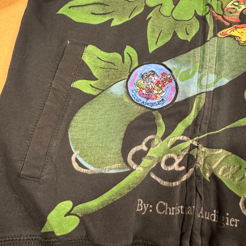 Detailansicht: Sourced limited accessories and clothes Ed Hardy stylish zipped hoodie – Logo, Nähte oder Material