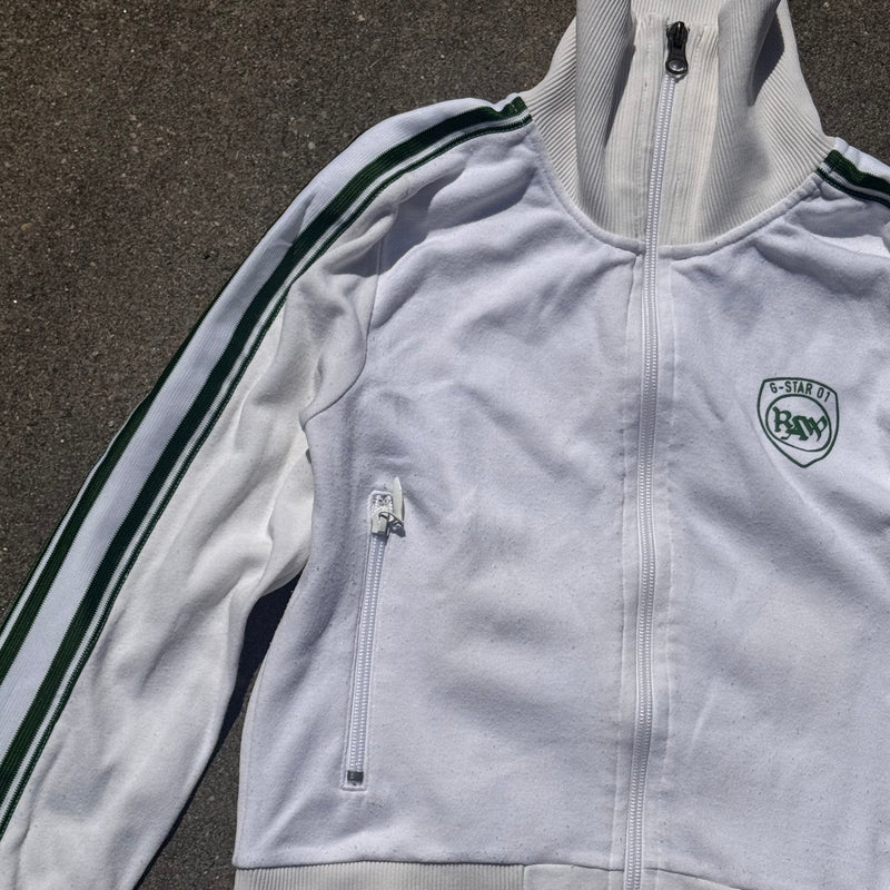 Detailansicht: Sourced limited accessories and clothes G-Star Raw Y2K white zip-up jacket – Logo, Nähte oder Material