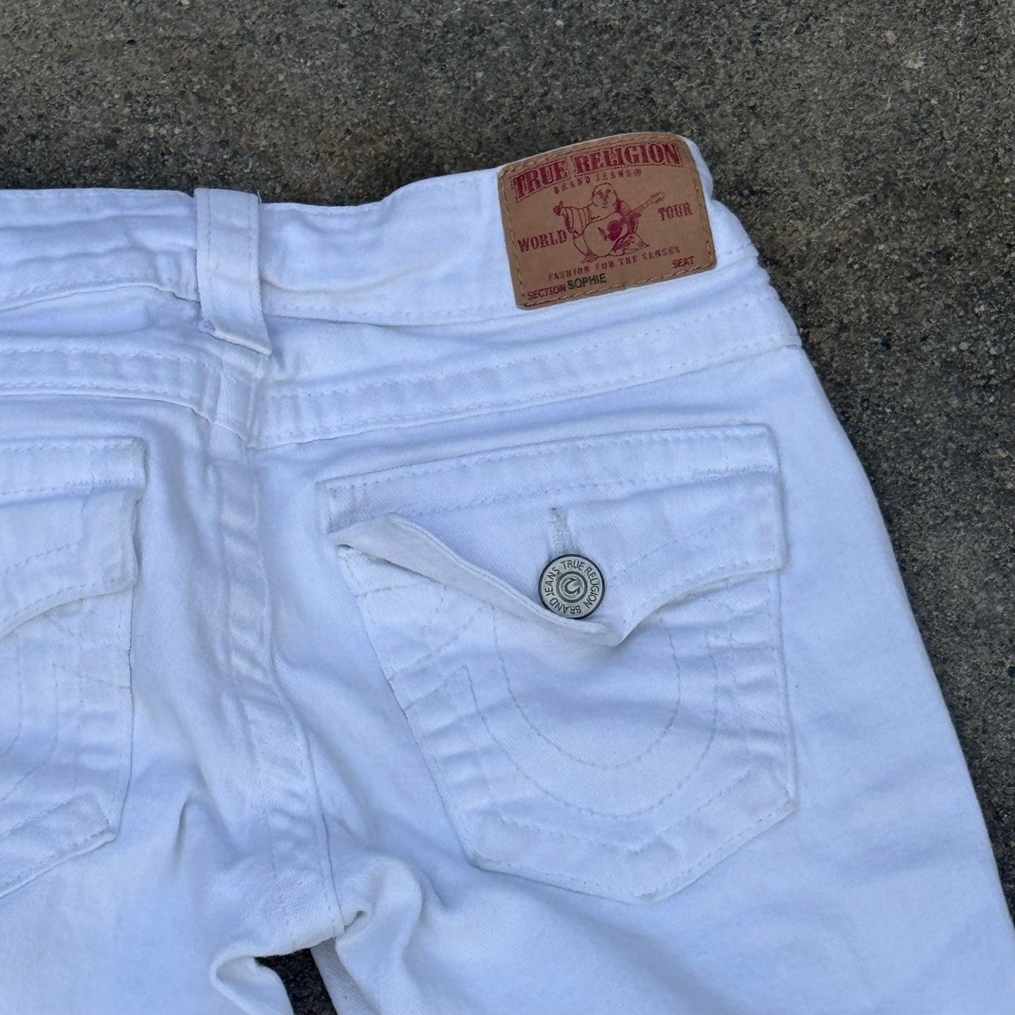 True Religion white denim shorts