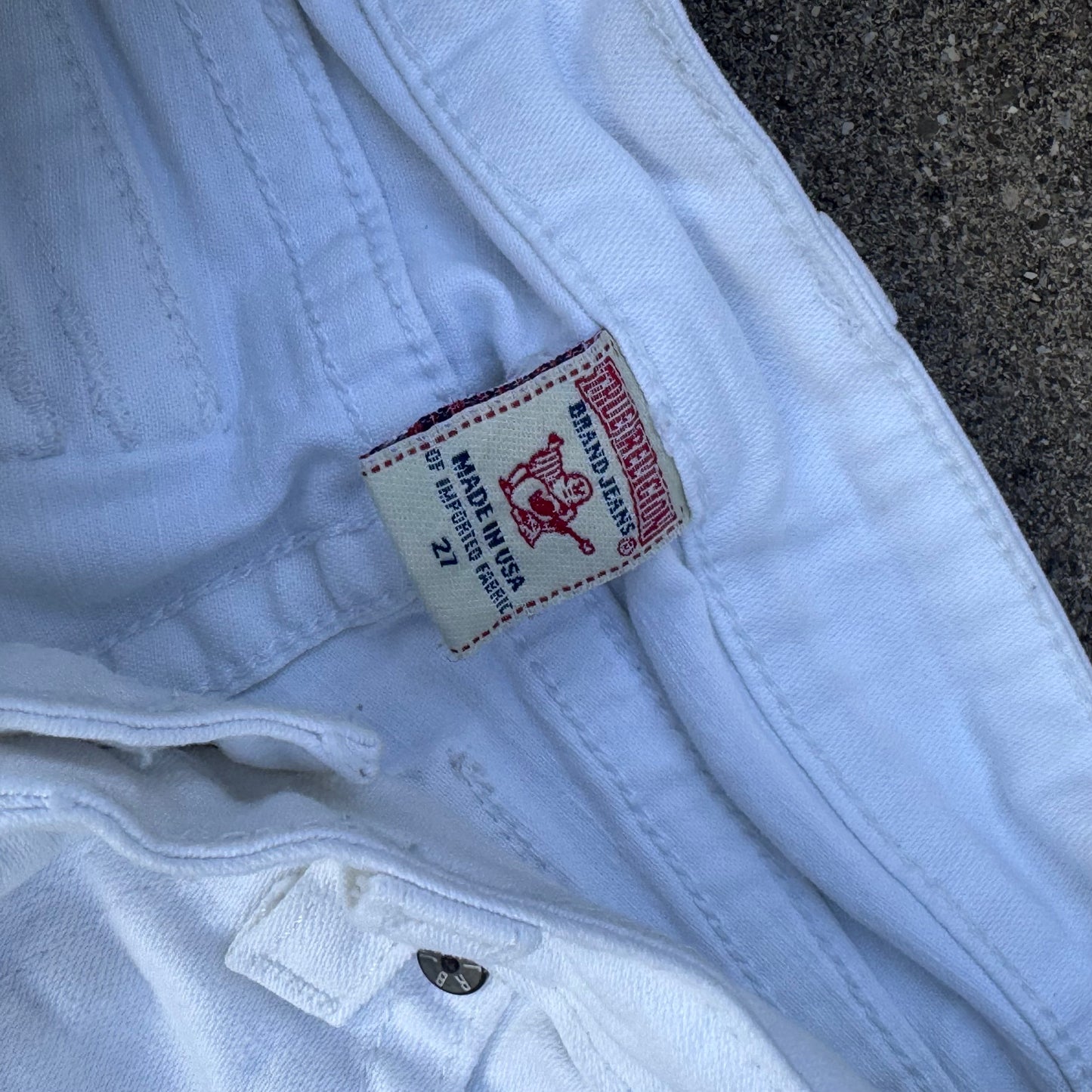 True Religion white denim shorts