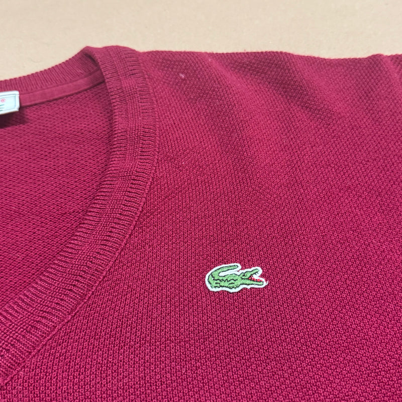 Detailansicht: Sourced limited accessories and clothes Lacoste burgundy knitted sweater – Logo, Nähte oder Material