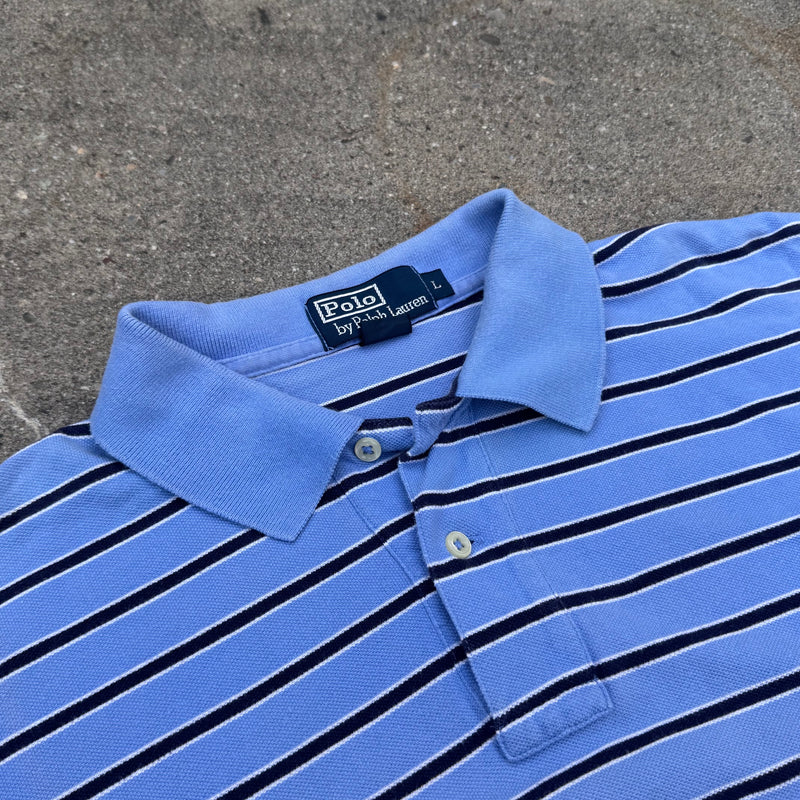 Detailansicht: Sourced limited accessories and clothes Polo Ralph Lauren striped vintage poloshirt – Logo, Nähte oder Material
