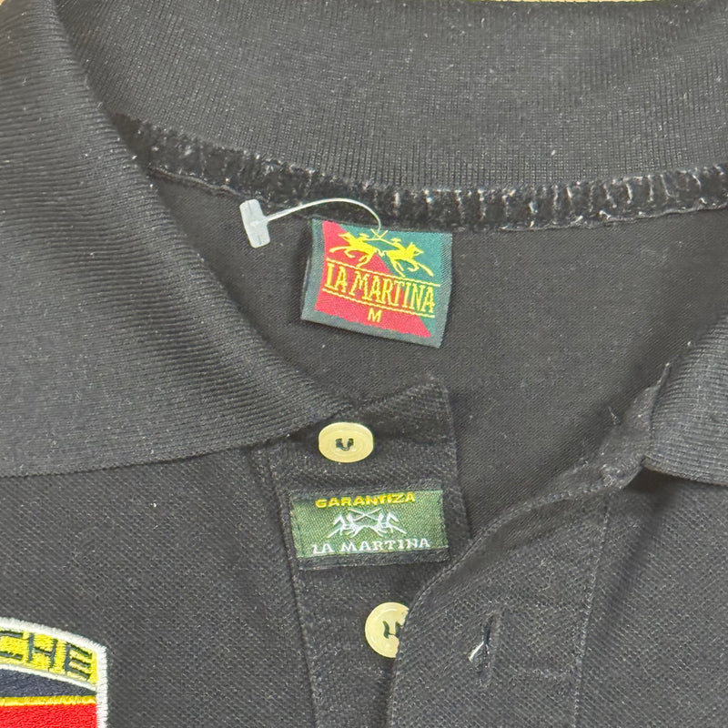Detailansicht: Sourced limited accessories and clothes La Martina Porsche black polo shirt – Logo, Nähte oder Material