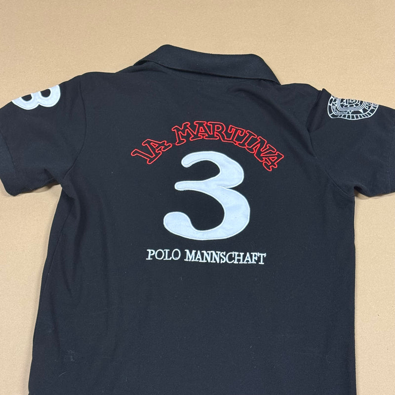 Detailansicht: Sourced limited accessories and clothes La Martina Porsche black polo shirt – Logo, Nähte oder Material