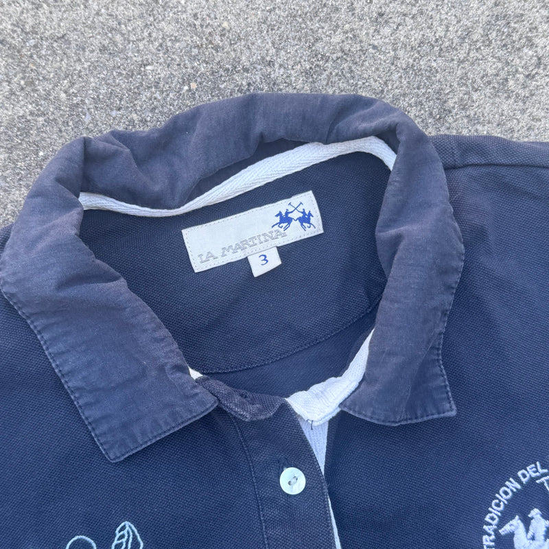 Detailansicht: Sourced limited accessories and clothes La Martina Paris vintage poloshirt – Logo, Nähte oder Material