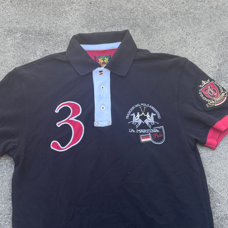 Detailansicht: Sourced limited accessories and clothes La Martina Germany No3 vintage poloshirt – Logo, Nähte oder Material