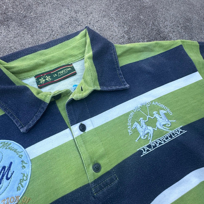 Detailansicht: Sourced limited accessories and clothes La Martina Striped Federation vintage polo – Logo, Nähte oder Material