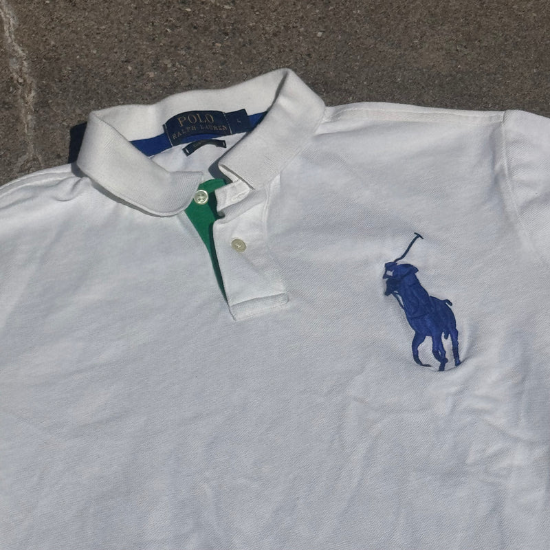 Detailansicht: Sourced limited accessories and clothes Polo Ralph Lauren Big Pony white poloshirt – Logo, Nähte oder Material