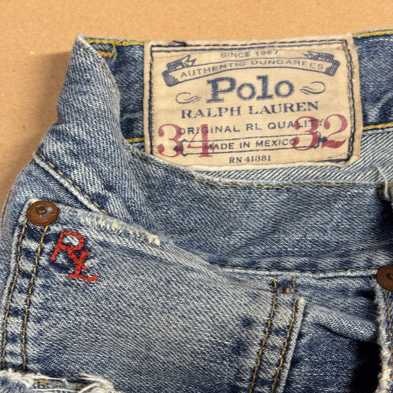 Detailansicht: Sourced limited accessories and clothes Polo Ralph Lauren straight leg denim jeans – Logo, Nähte oder Material