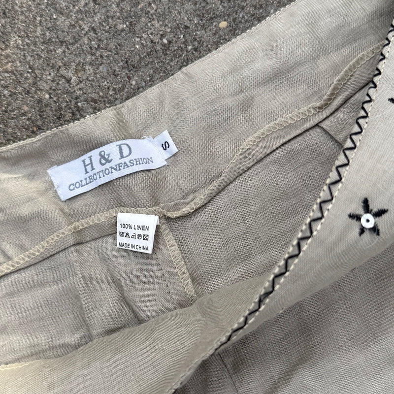 Detailansicht: Sourced limited accessories and clothes Vintage Havana summer linen cloth pants – Logo, Nähte oder Material