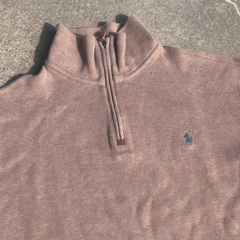 Detailansicht: Sourced limited accessories and clothes Polo Ralph Lauren brown vintage quarter zip – Logo, Nähte oder Material