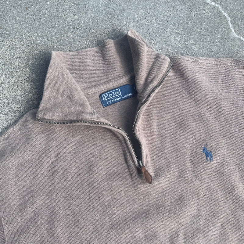 Detailansicht: Sourced limited accessories and clothes Polo Ralph Lauren brown vintage quarter zip – Logo, Nähte oder Material