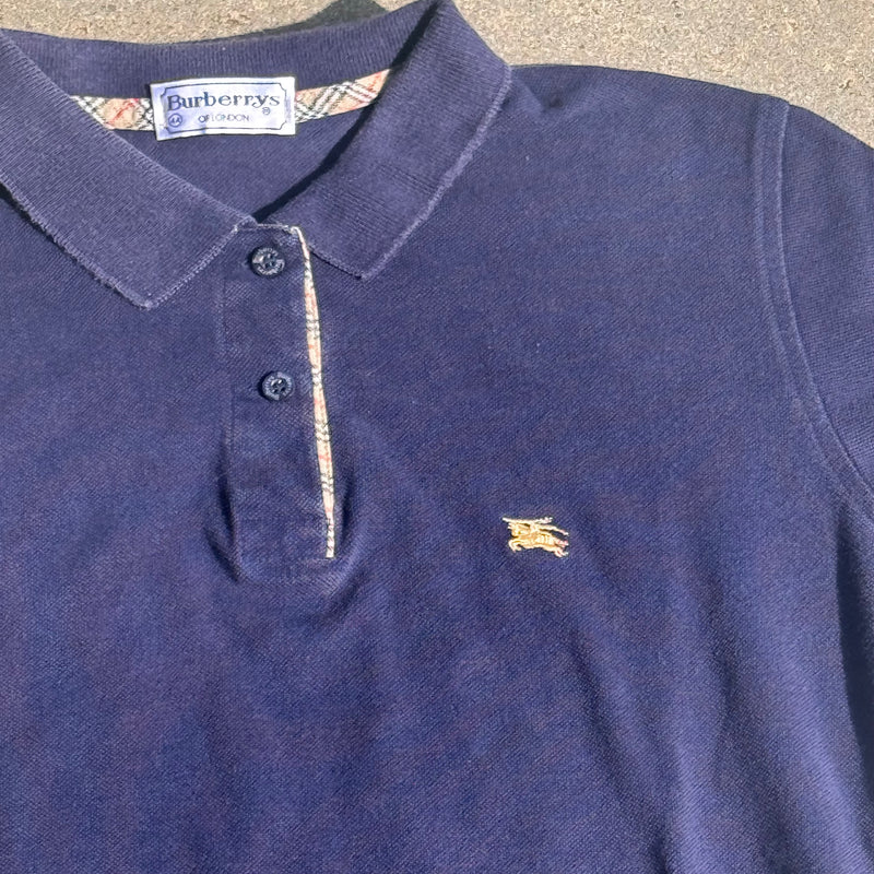 Detailansicht: Sourced limited accessories and clothes Burberry's of London vintage navy blue poloshirt – Logo, Nähte oder Material