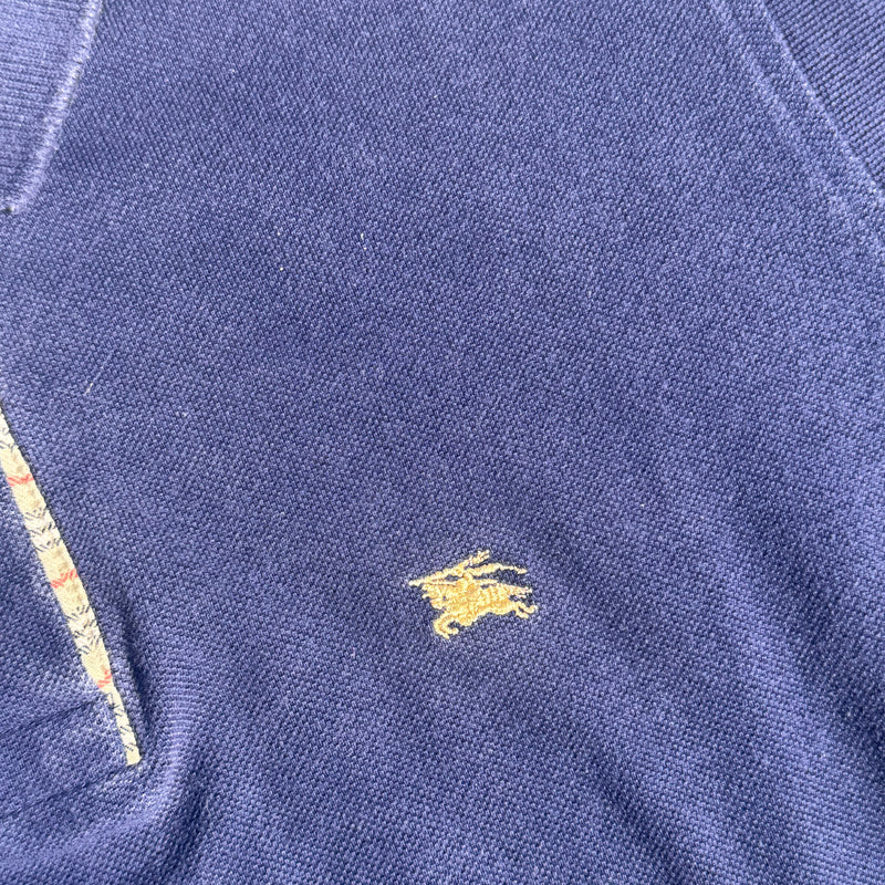 Detailansicht: Sourced limited accessories and clothes Burberry's of London vintage navy blue poloshirt – Logo, Nähte oder Material