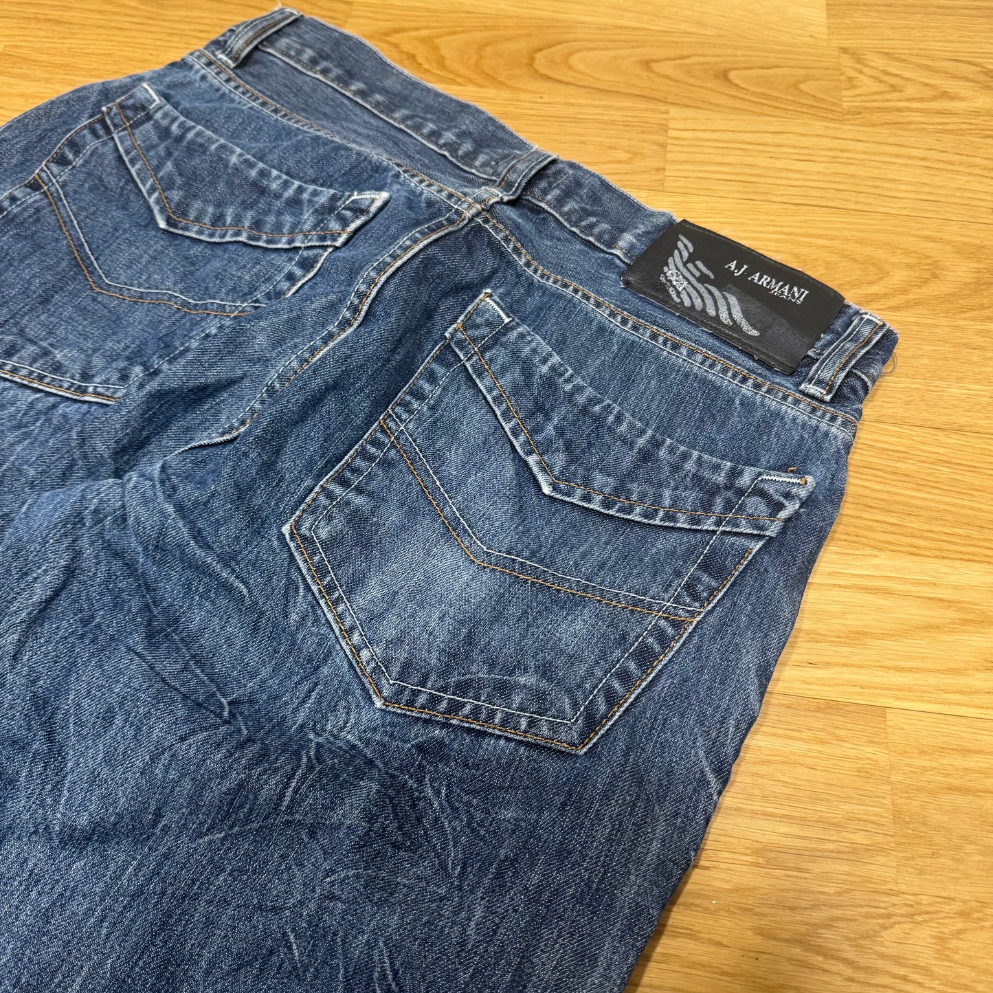 Armani stone washed straight leg jeans