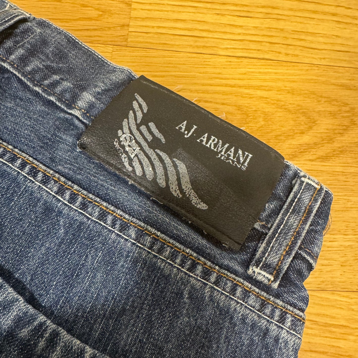 Armani stone washed straight leg jeans