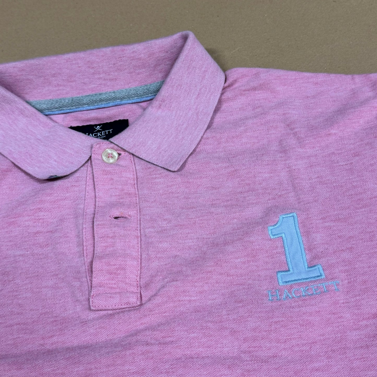 Hackett London number 1 classic pink polo