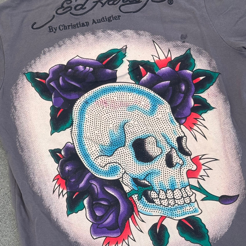 Detailansicht: Sourced limited accessories and clothes Ed Hardy vintage rhinestones poloshirt – Logo, Nähte oder Material