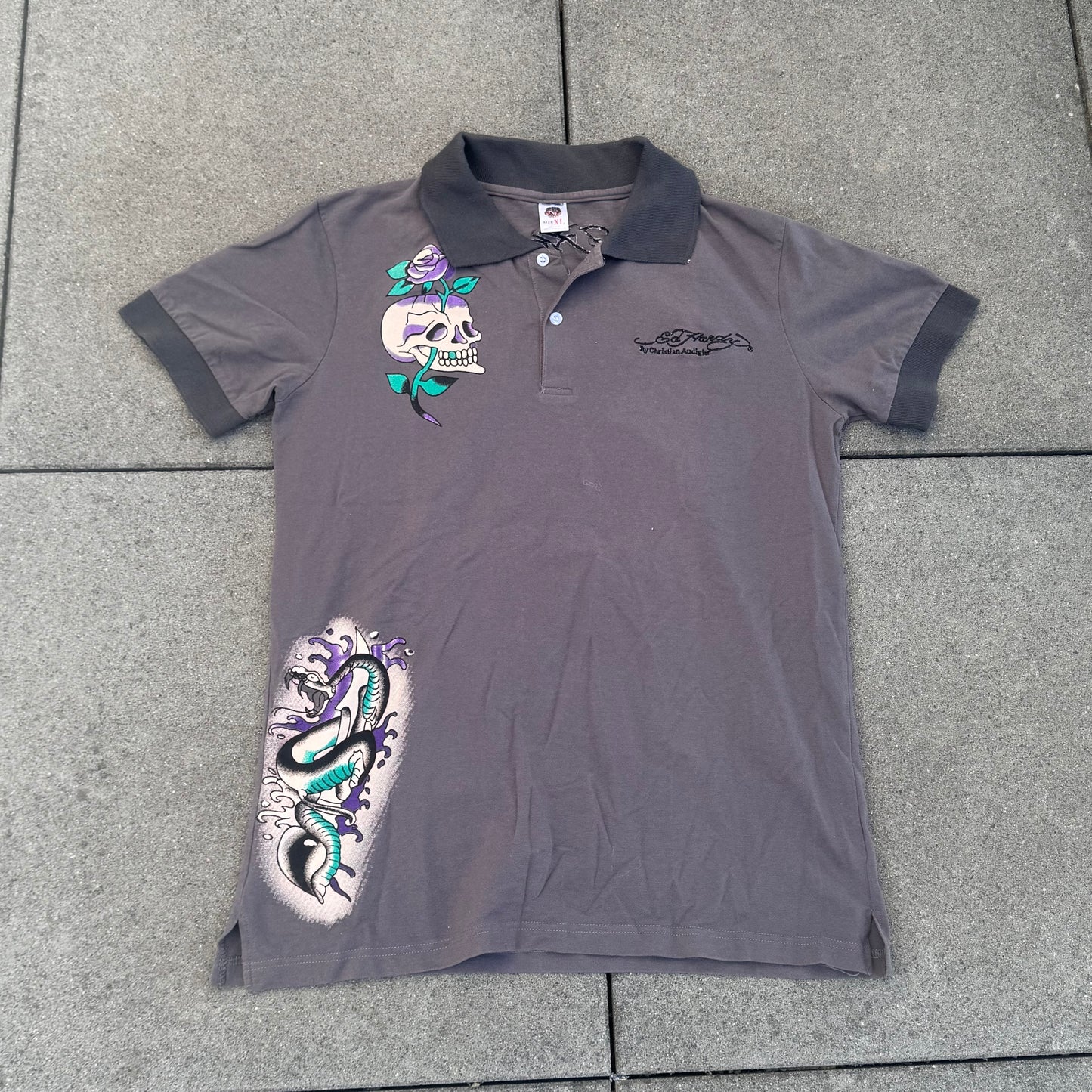 Ed Hardy vintage rhinestones poloshirt
