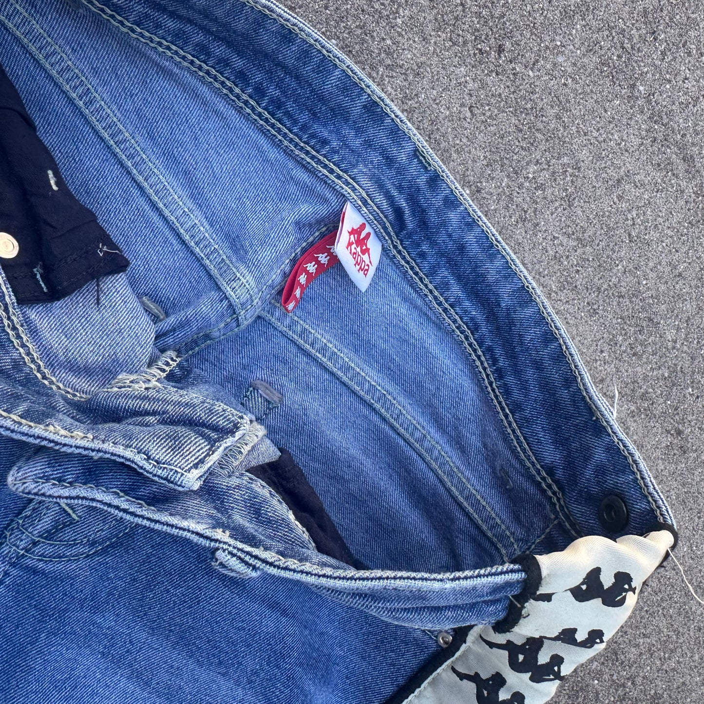 Kappa streetwear wide leg high waist jeans
