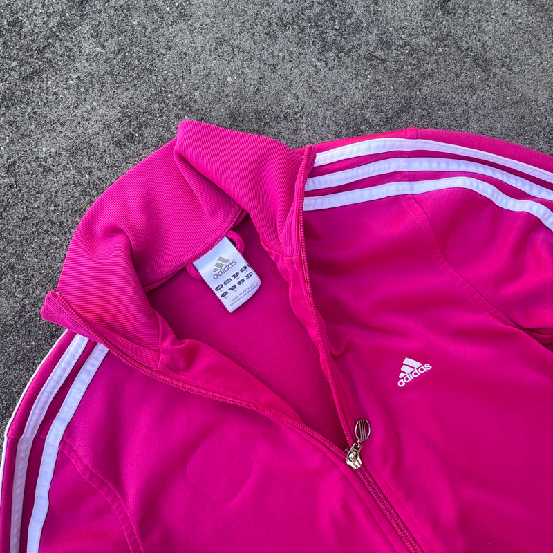 Detailansicht: Sourced limited accessories and clothes Adidas Y2K retro pink track jacket – Logo, Nähte oder Material