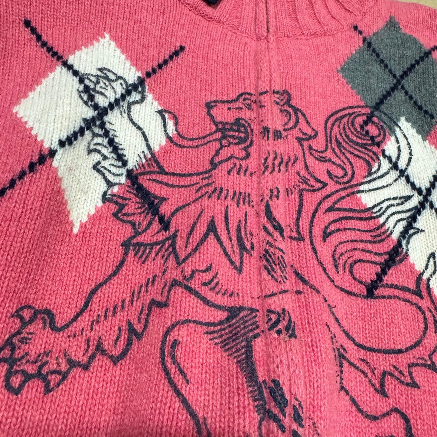 La Martina Spannen pink vintage knitted zip-up