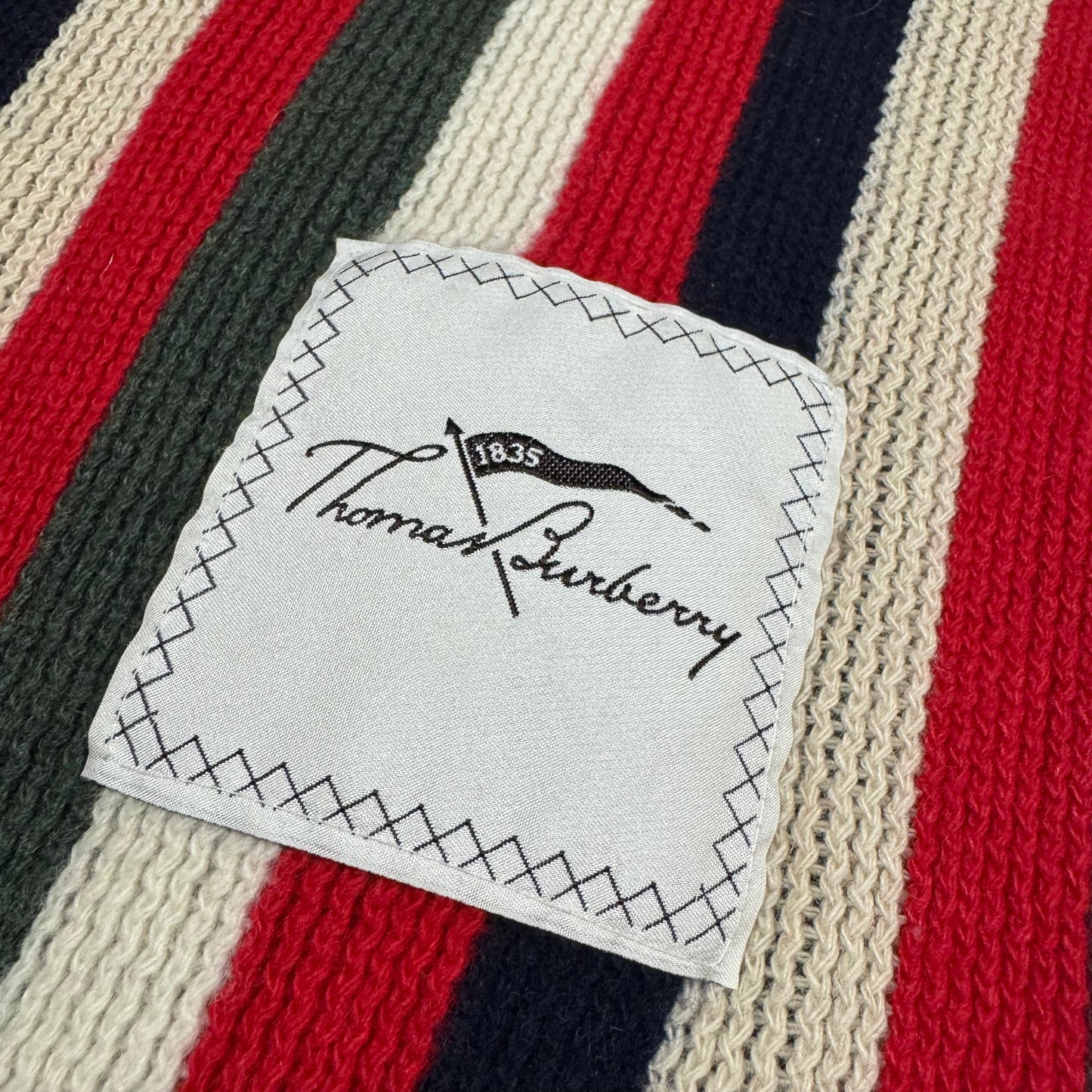 Thomas Burberry vintage striped knitted scarf