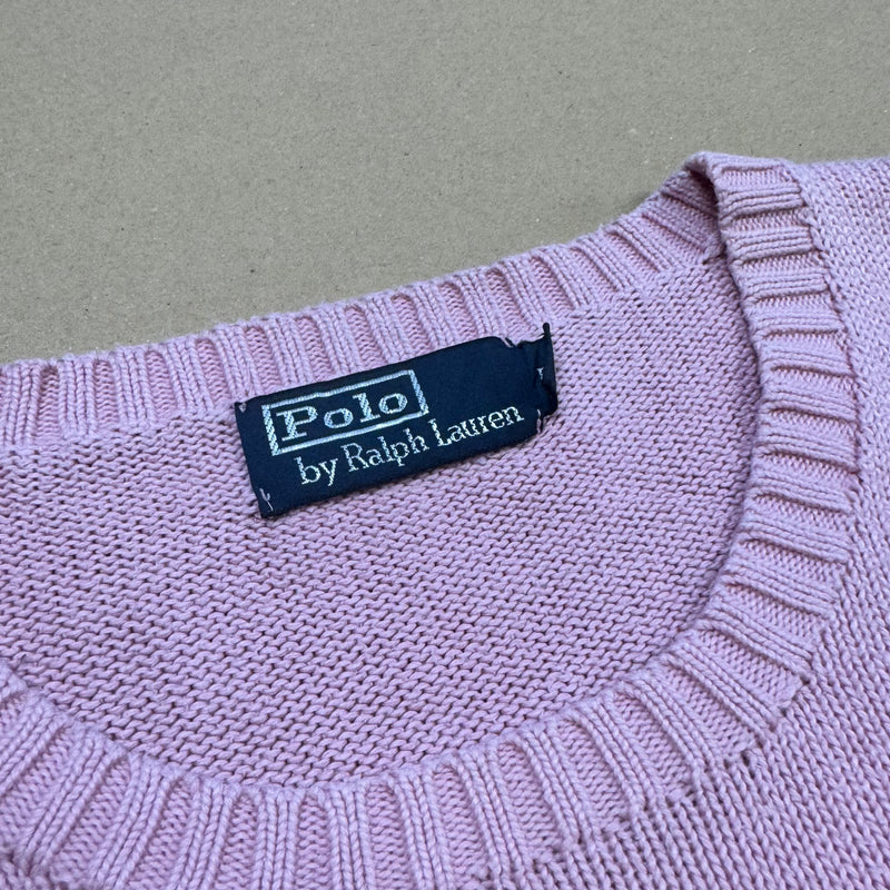 Detailansicht: Sourced limited accessories and clothes Polo Ralph Lauren pink knitted sweatshirt – Logo, Nähte oder Material