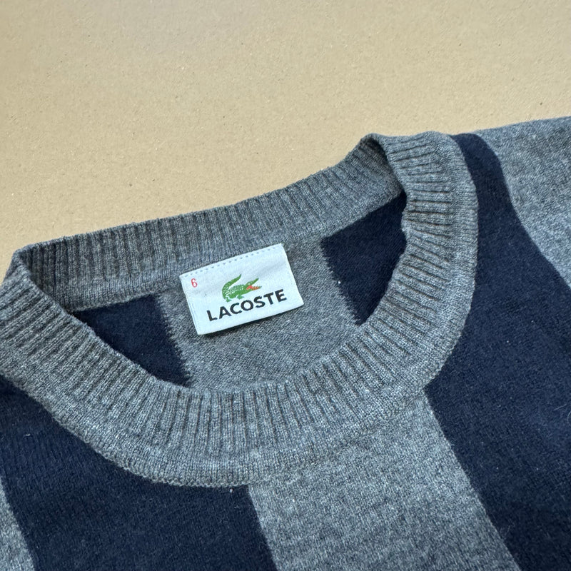 Detailansicht: Sourced limited accessories and clothes Lacoste striped vintage 90s wool sweatshirt – Logo, Nähte oder Material
