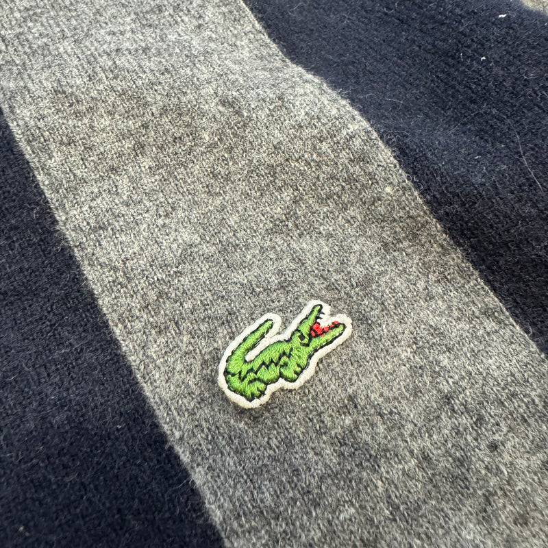 Detailansicht: Sourced limited accessories and clothes Lacoste striped vintage 90s wool sweatshirt – Logo, Nähte oder Material