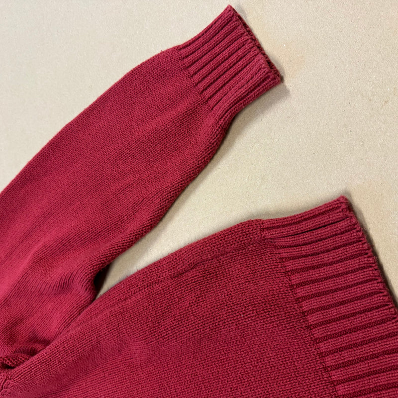 Detailansicht: Sourced limited accessories and clothes Thomas Burberry vintage red knitted sweatshirt – Logo, Nähte oder Material